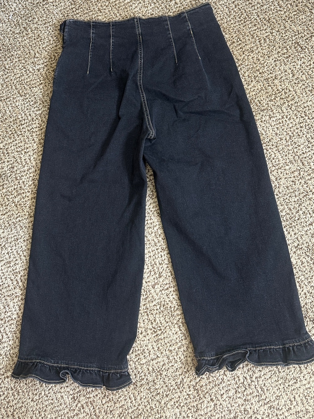 No Boundaries Black Pull-On Cropped Wide Leg Ruffle Hem Jeans Size 12 - Picture 6 of 10